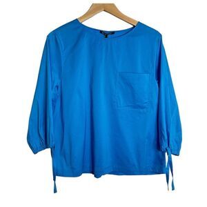 Luisa Cerano Blue 3/4 Sleeve Women’s Boatneck Blouse Size 10
